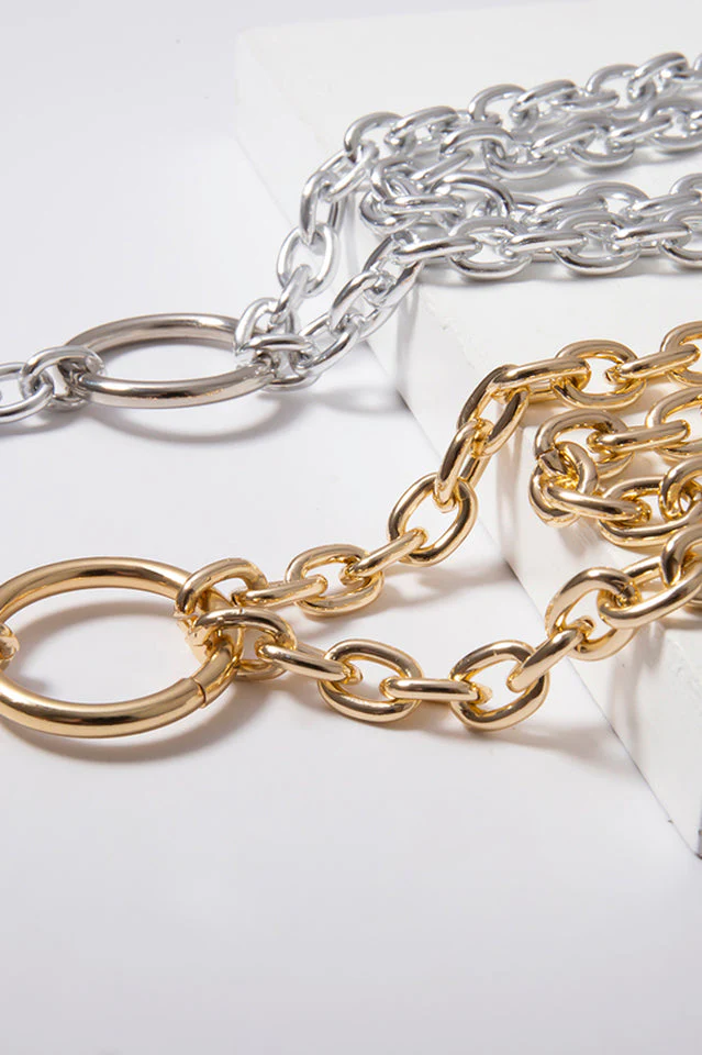 Hip Hop Rock Circle Long Chain Necklace - Image 9