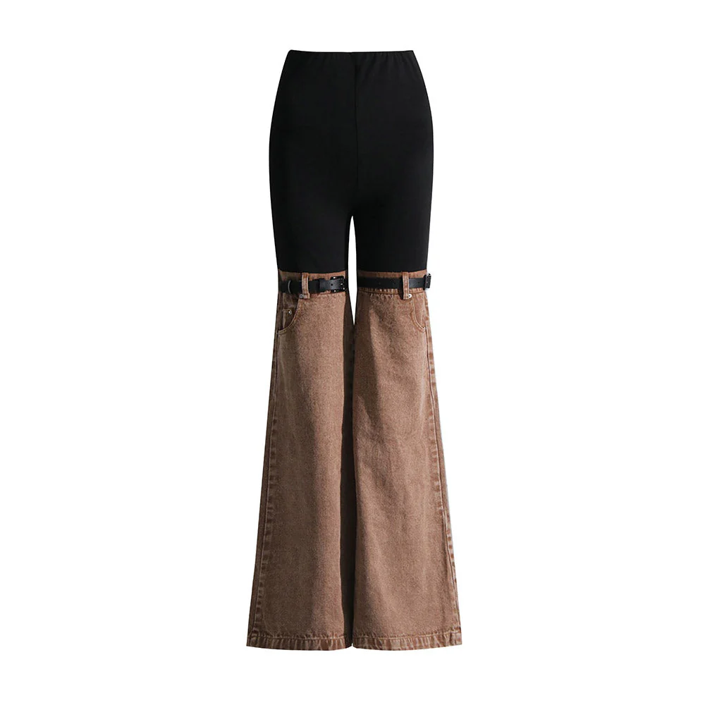 SACHIE KNEES Waist FLARED DENIM PANTS - Image 7