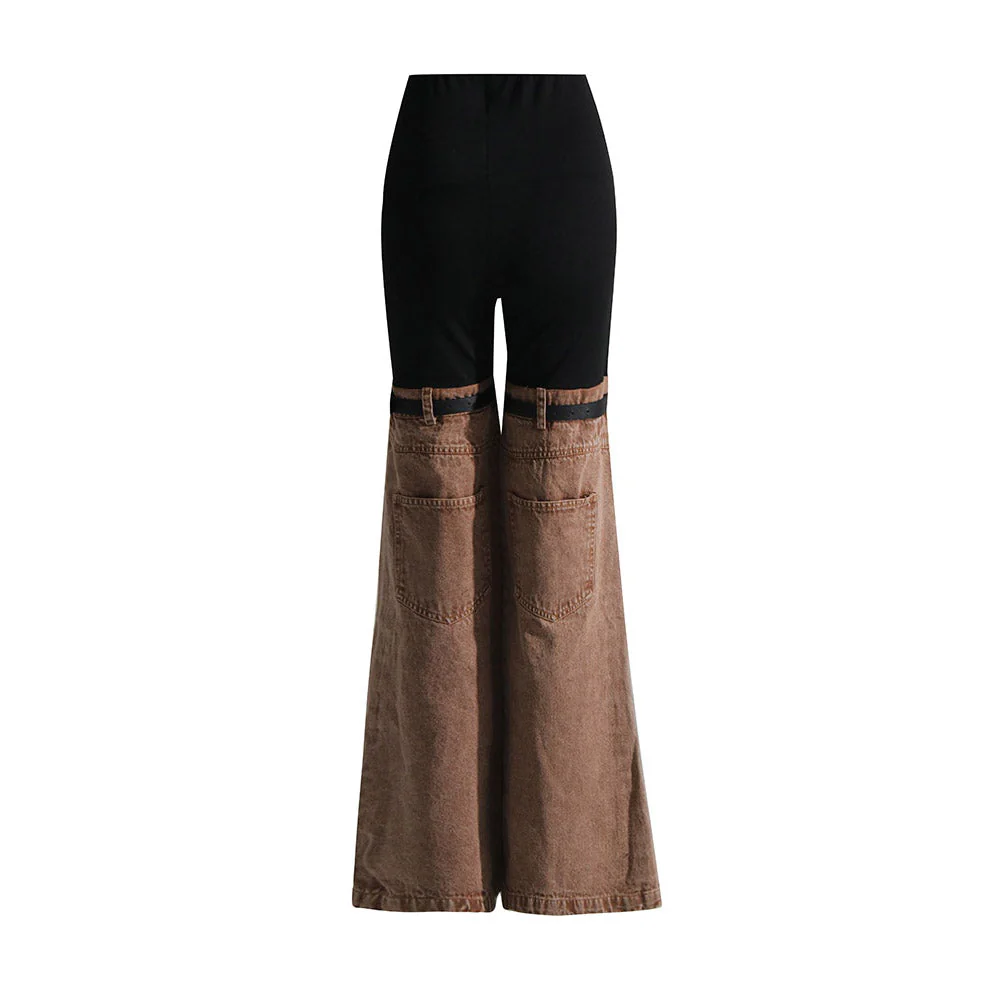 SACHIE KNEES Waist FLARED DENIM PANTS - Image 9