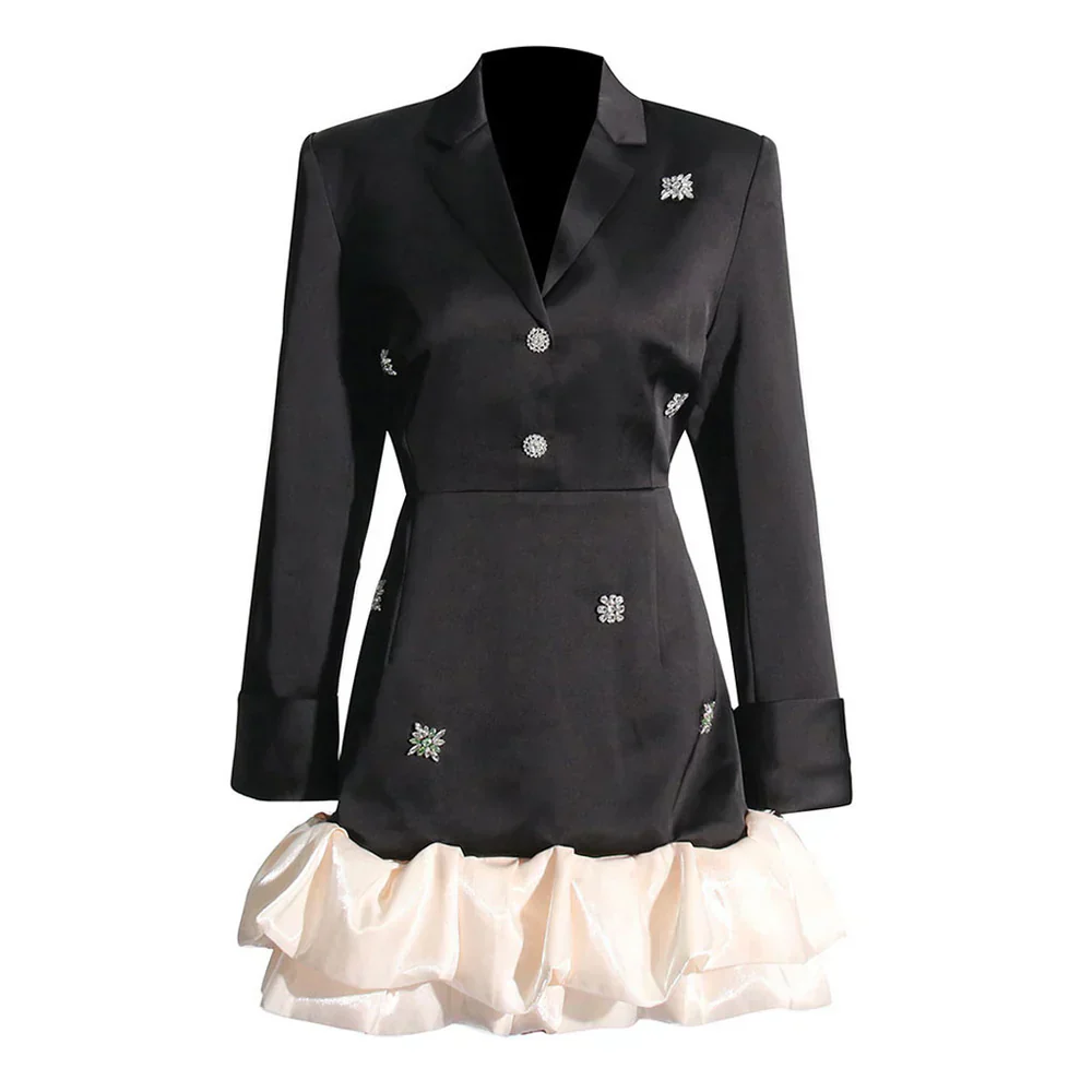 RUFFLE HEM Black Mini Dress - Image 4