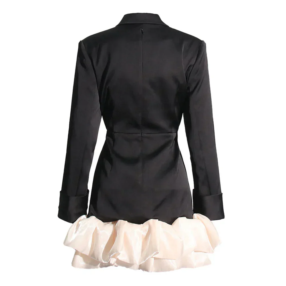 RUFFLE HEM Black Mini Dress - Image 5