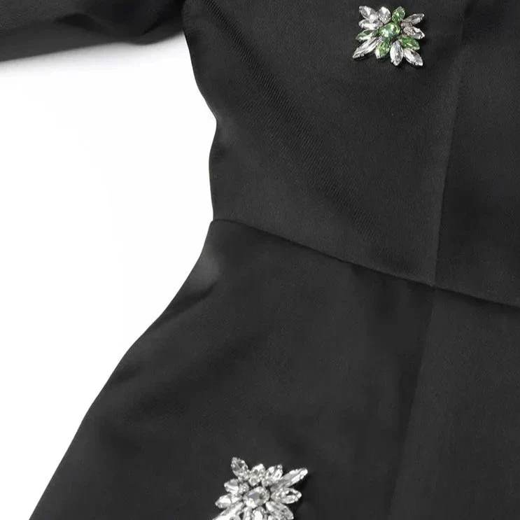 RUFFLE HEM Black Mini Dress - Image 7