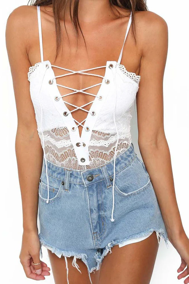 Hollow Out Lace Bodysuit & Lingerie - Image 4