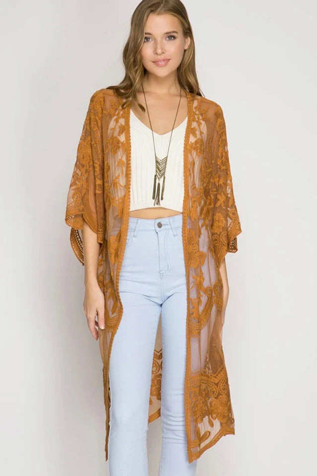 Hollow Out Lace Kimono Cover Up - Image 10