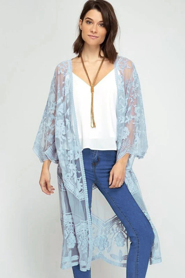 Hollow Out Lace Kimono Cover Up - Image 19