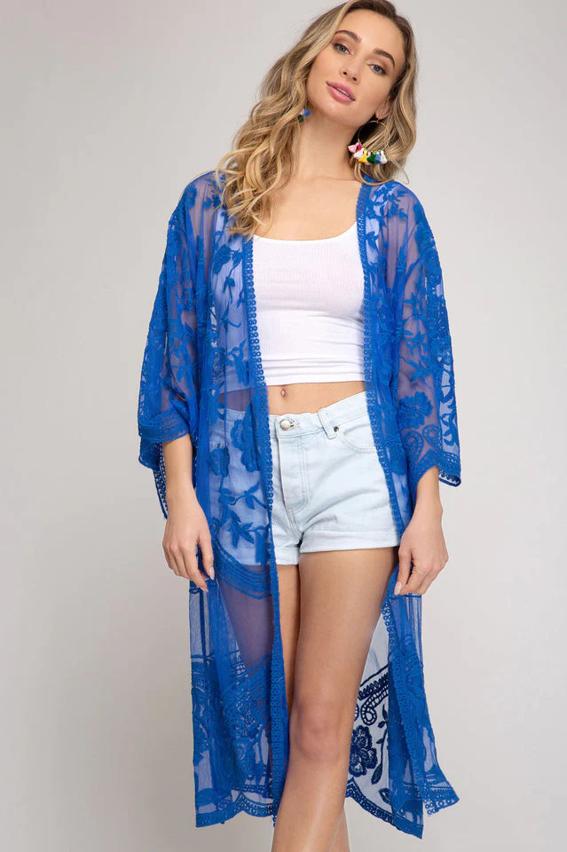 Hollow Out Lace Kimono Cover Up - Image 21