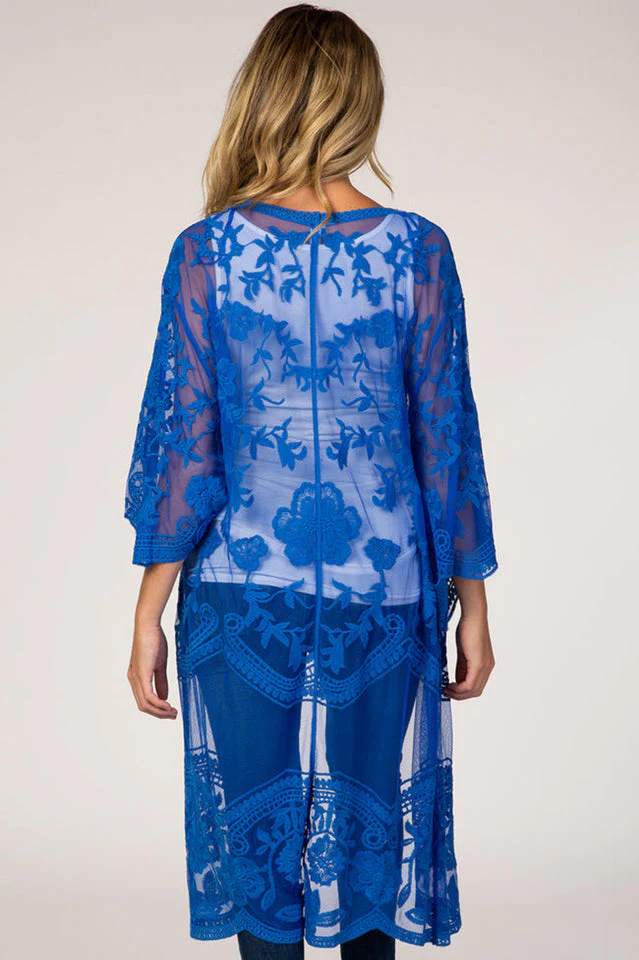 Hollow Out Lace Kimono Cover Up - Image 22