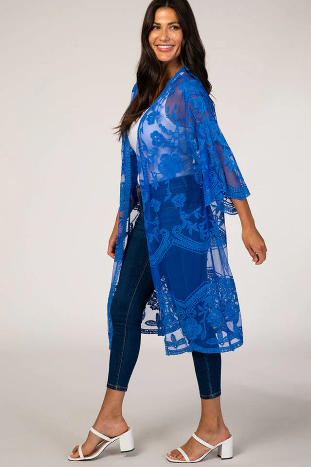 Hollow Out Lace Kimono Cover Up - Image 23