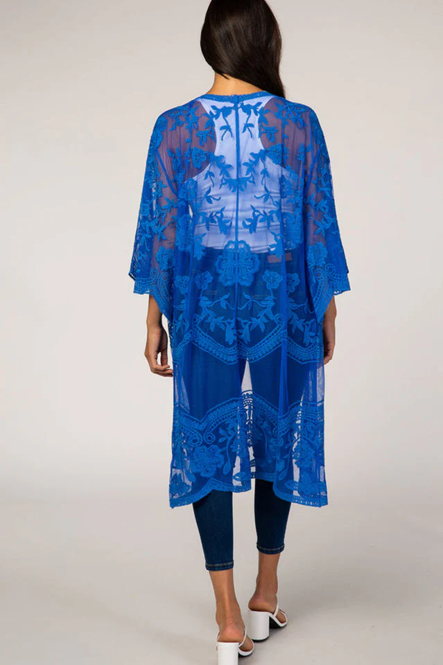 Hollow Out Lace Kimono Cover Up - Image 24