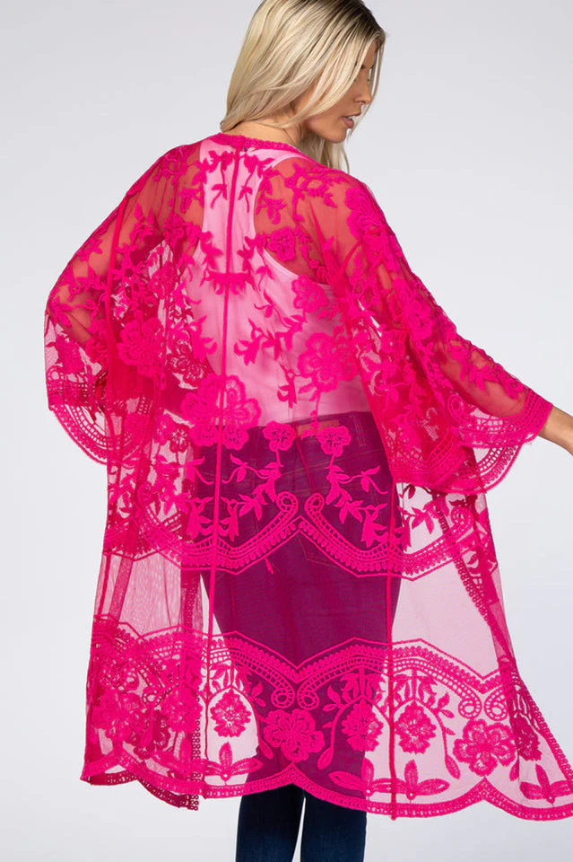 Hollow Out Lace Kimono Cover Up - Image 26
