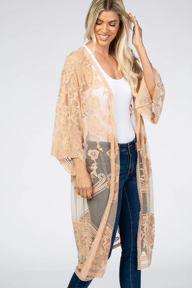 Hollow Out Lace Kimono Cover Up - Image 30