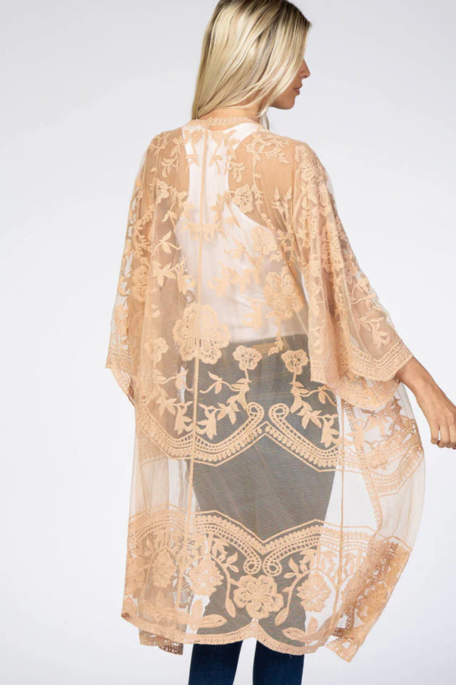 Hollow Out Lace Kimono Cover Up - Image 31