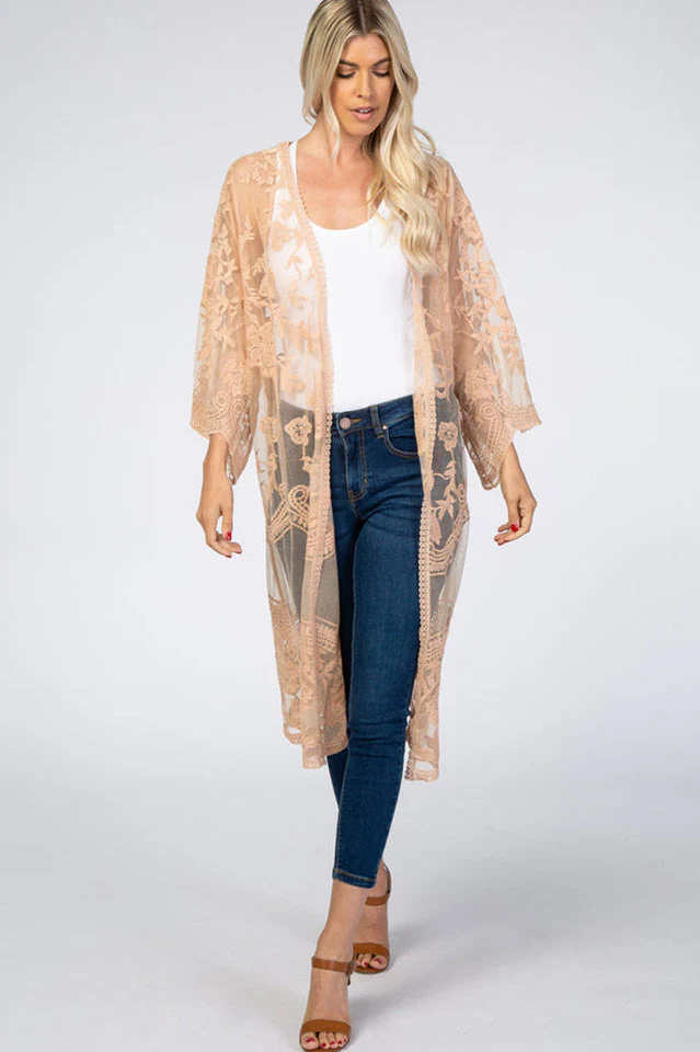 Hollow Out Lace Kimono Cover Up - Image 32