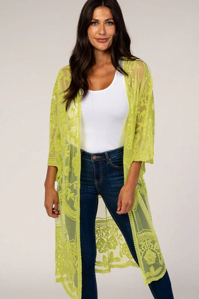 Hollow Out Lace Kimono Cover Up - Image 38