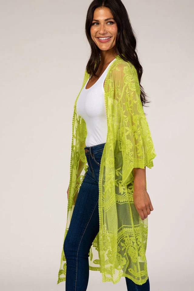 Hollow Out Lace Kimono Cover Up - Image 39