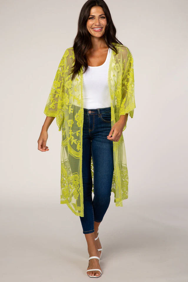 Hollow Out Lace Kimono Cover Up - Image 41