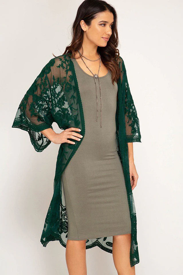 Hollow Out Lace Kimono Cover Up - Image 46