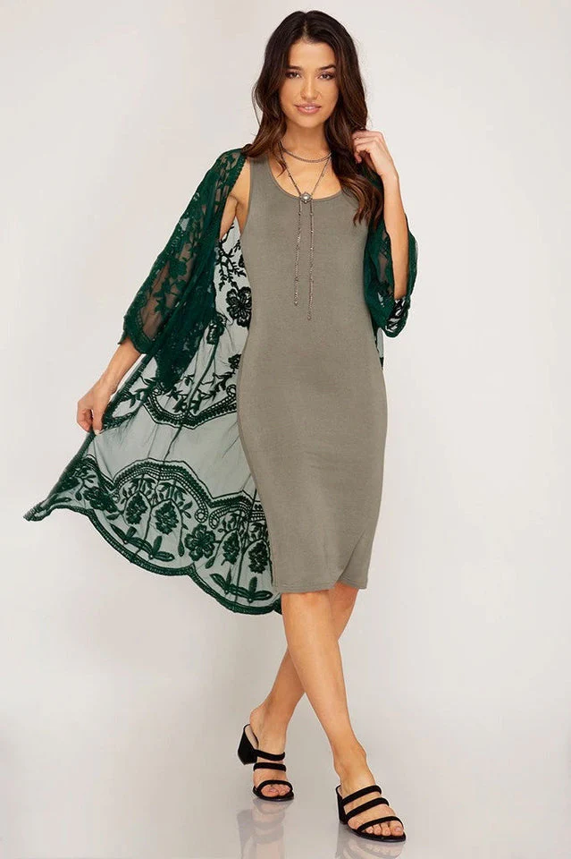 Hollow Out Lace Kimono Cover Up - Image 49