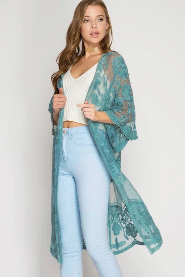 Hollow Out Lace Kimono Cover Up - Image 8