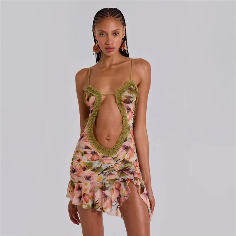 Hollow Out PRINTED Mini Dress - Image 5