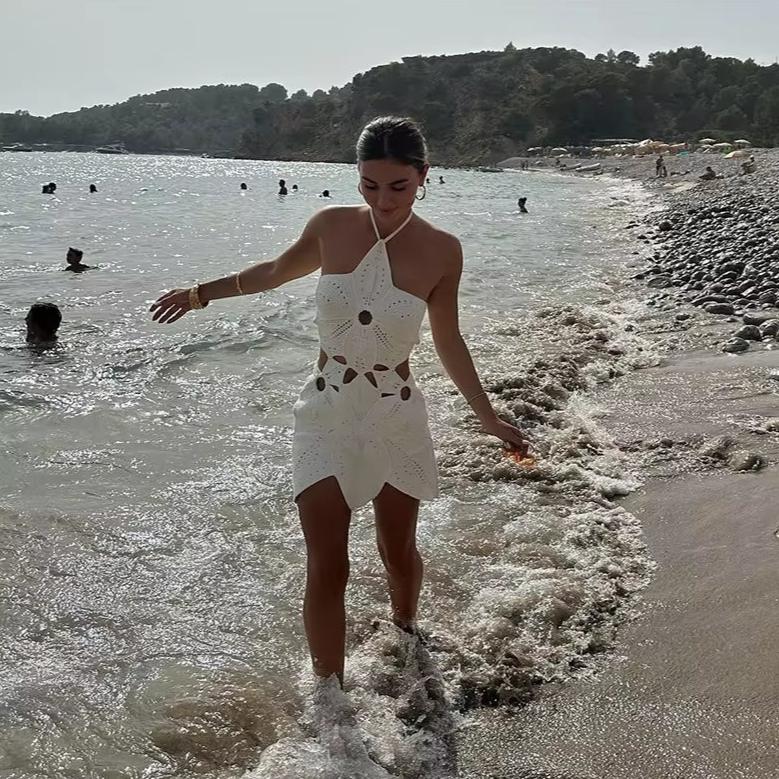 HollowED Out HOOK KNITTED FLORAL BEACH Dress - Image 8