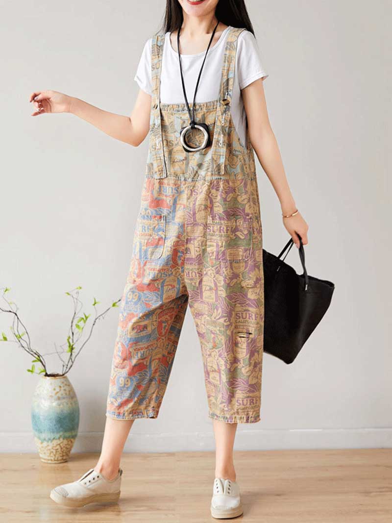 I love Music ripped Cropped Denim Overall Dungarees - Image 6