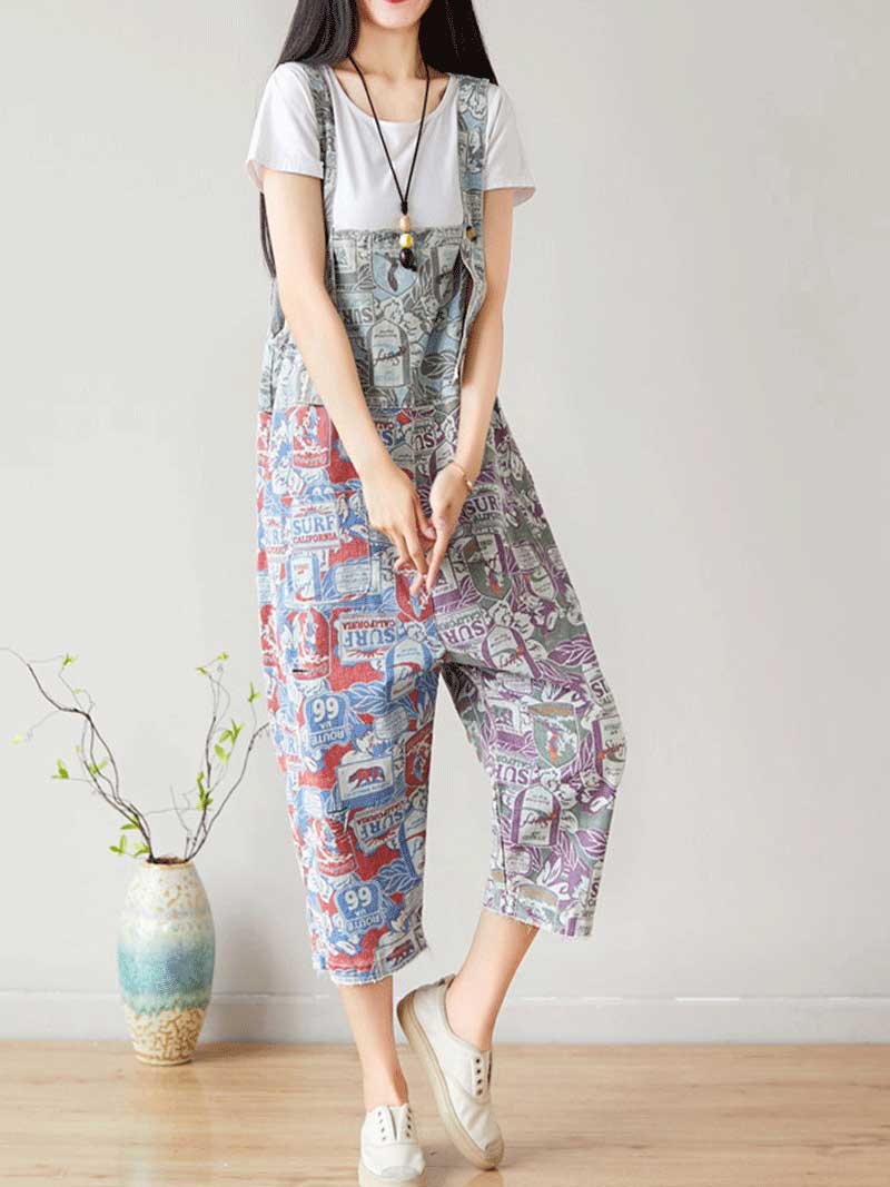 I love Music ripped Cropped Denim Overall Dungarees - Image 8