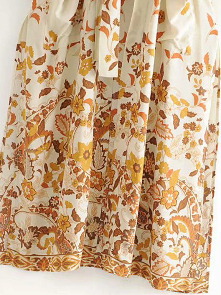 Beachwear & Partywear Floral Print Beige Color Cotton Long Length Gown Kimono Duster Robe - Image 10