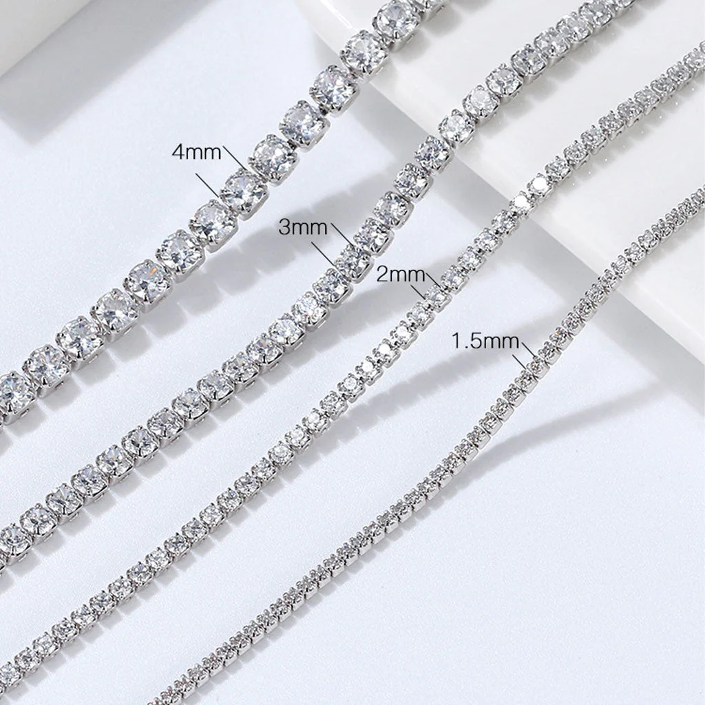 Iced Out Cubic Zirconia Rhodium Plated Sterling Silver Tennis NeckLace - Image 2