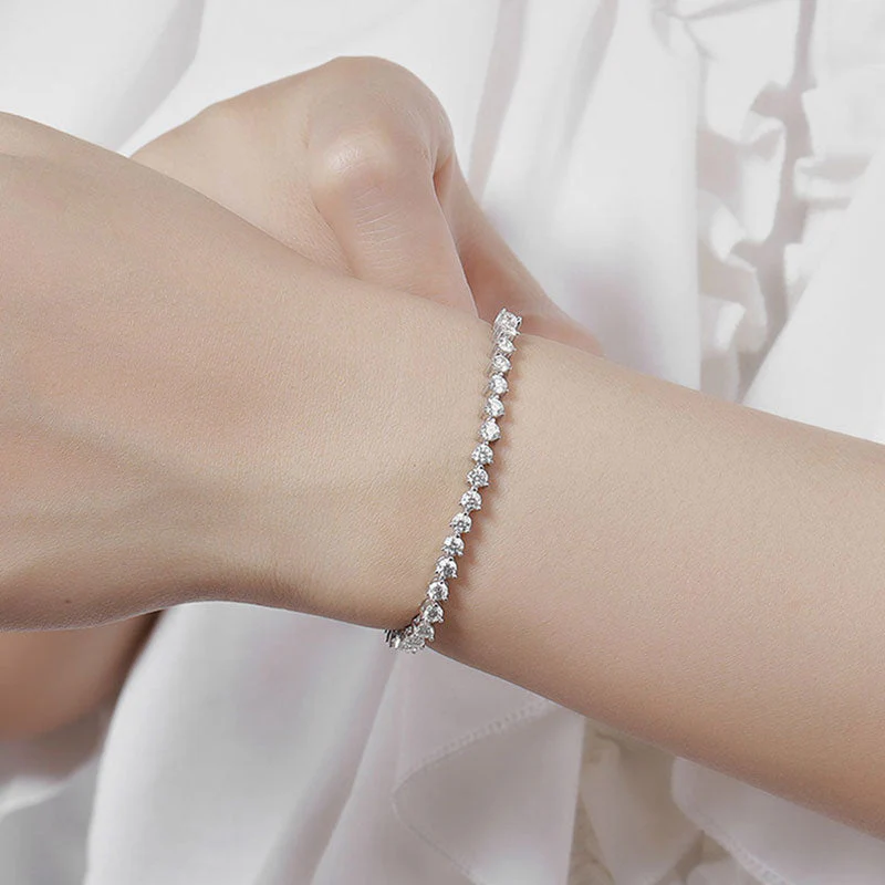 Iced Out Rhodium Plated Sterling Silver 3MM Moissanite Tennis Bracelet - Image 4