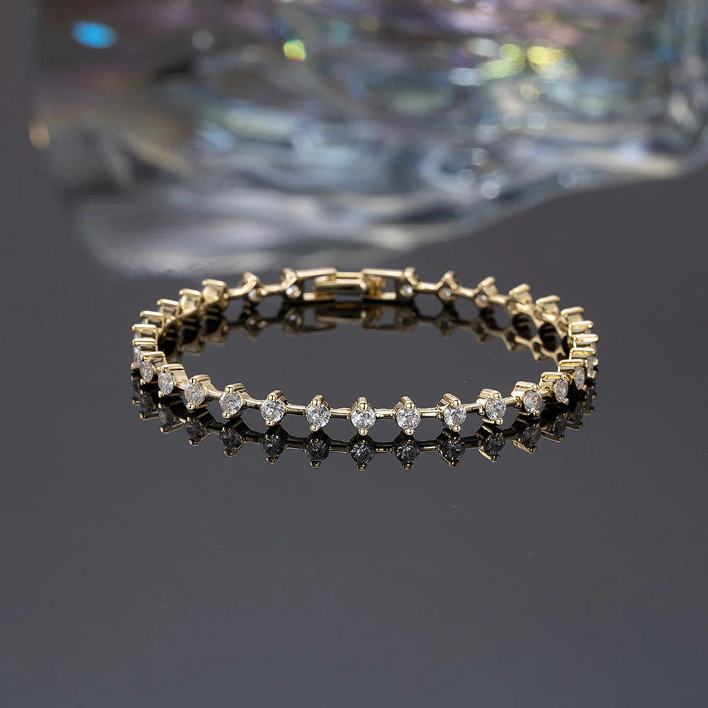 Iced Out Round Cubic Zirconia Sterling Silver Station Tennis Bracelet - Image 4