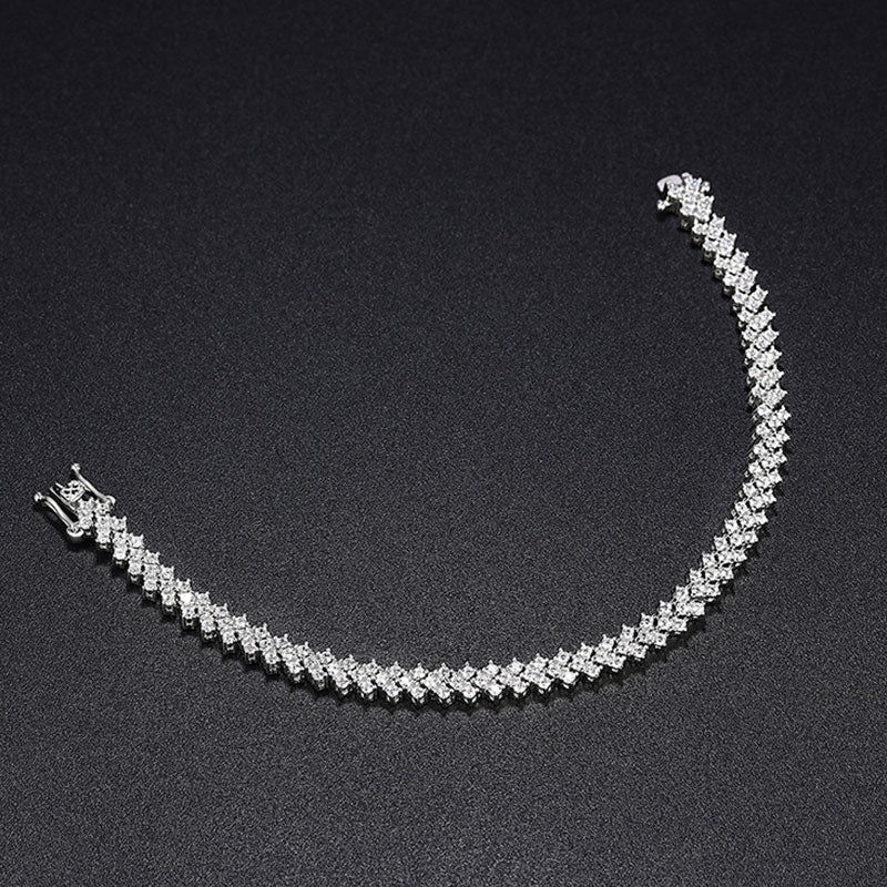Iced Out Sterling Silver Triangle Cluster Moissanite Tennis Bracelet - Image 3