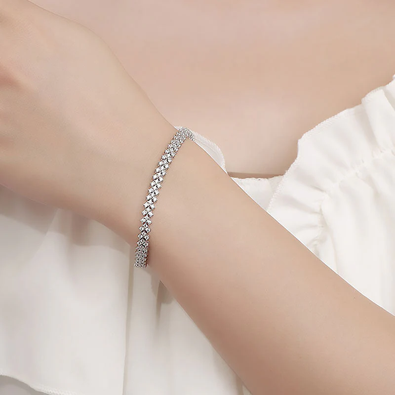 Iced Out Sterling Silver Triangle Cluster Moissanite Tennis Bracelet - Image 5
