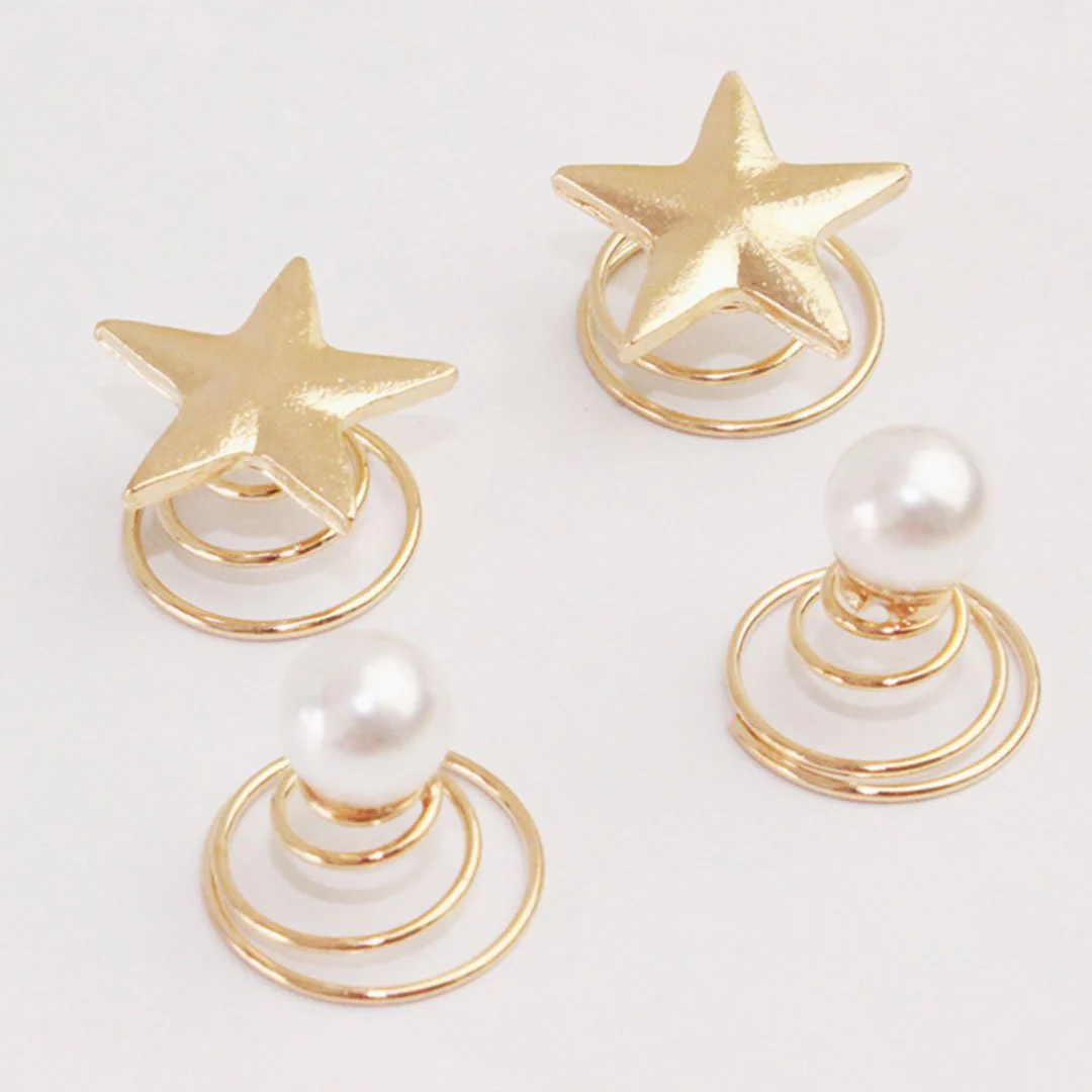 Iconic Look Gold Tone Charm Trim Twist Screw Hair Clip - Star - Image 2