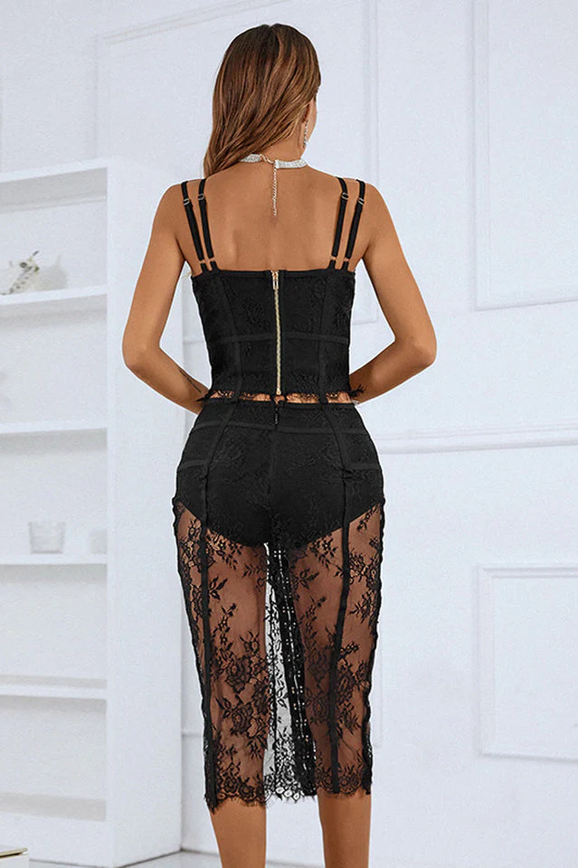 Ida Lace Black Sheer Dress Set - Image 6