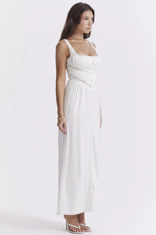 Illiana Ivory Real Silk Maxi Dress - Image 4