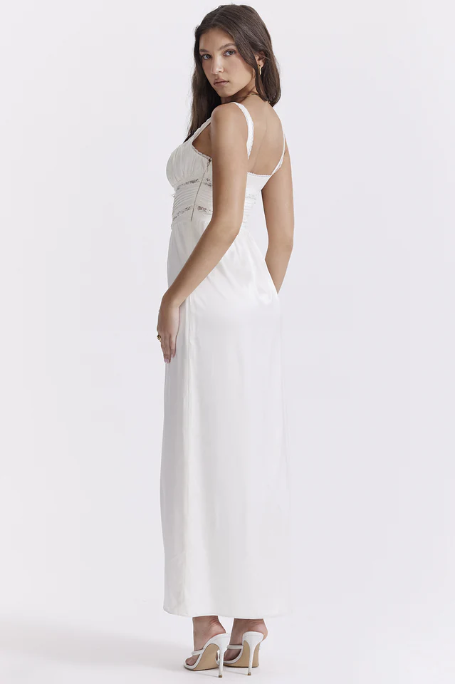 Illiana Ivory Real Silk Maxi Dress - Image 5