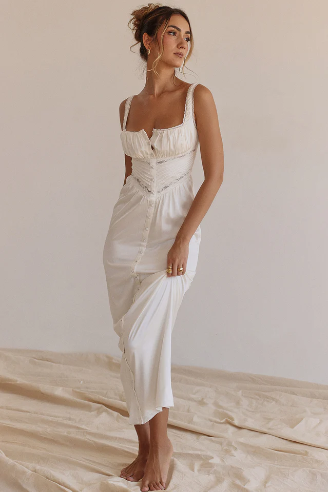 Illiana Ivory Real Silk Maxi Dress - Image 8