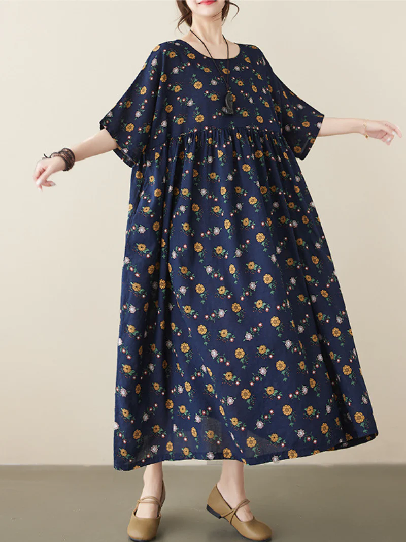 In My Dreams Cotton Round Neck Smock Dress - Image 4