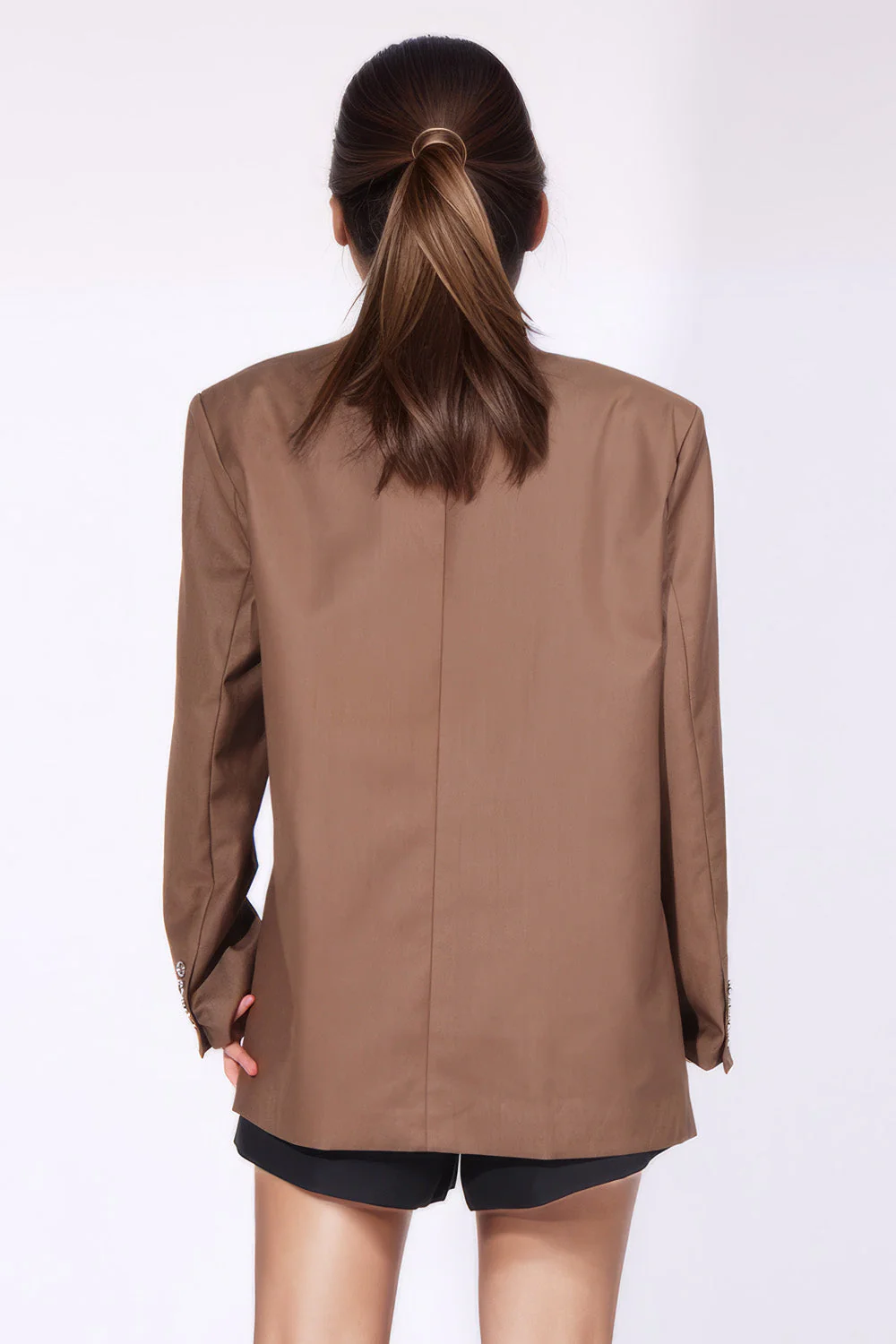 Irregular Closure Blazer - Brown - Image 2