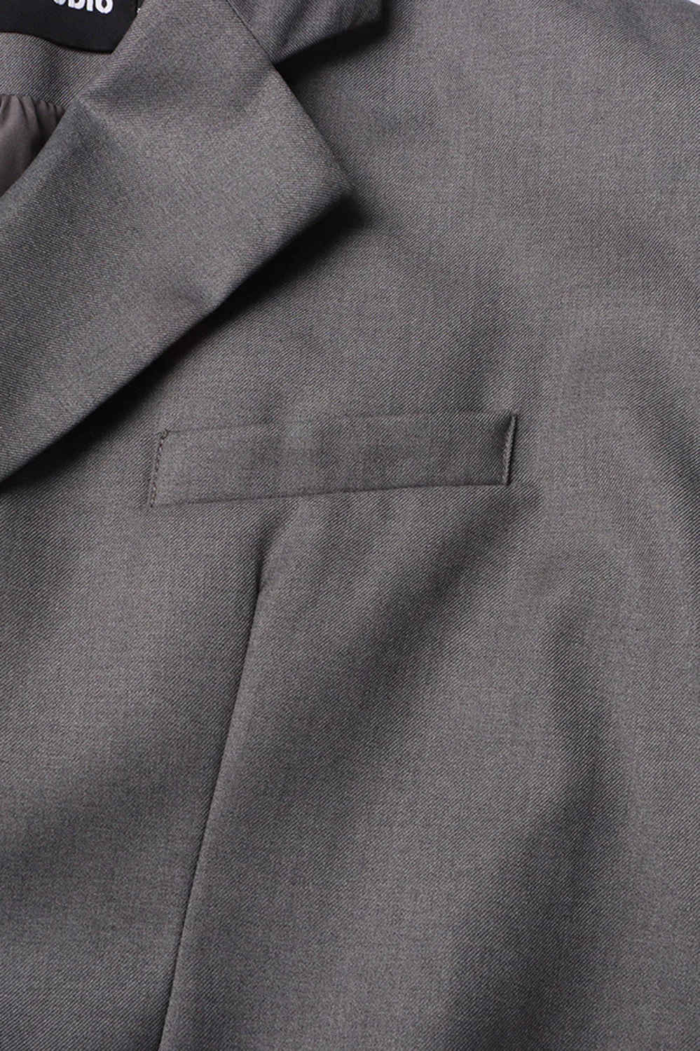 Irregular Closure Blazer - Grey - Image 2