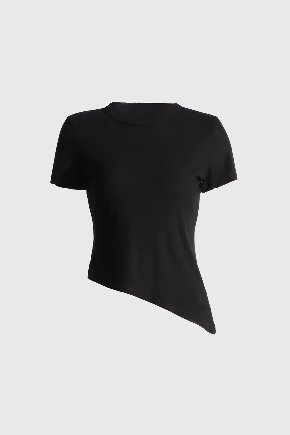 Irregular Cropped T-Shirt - Black - Image 2