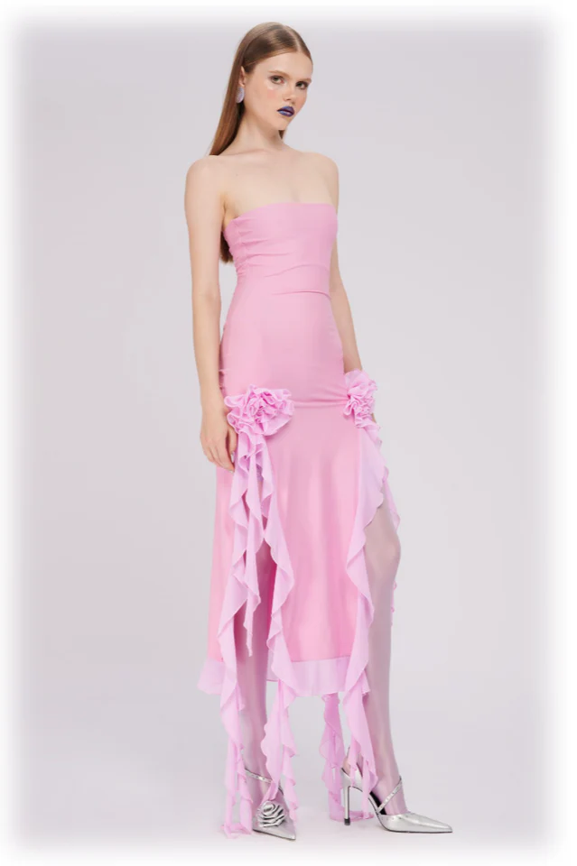 Irregular Tulle Bandeau Dress - Image 6