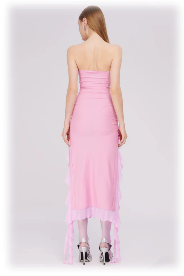 Irregular Tulle Bandeau Dress - Image 7