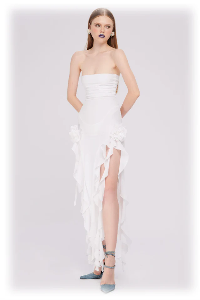 Irregular Tulle Bandeau Dress - Image 8