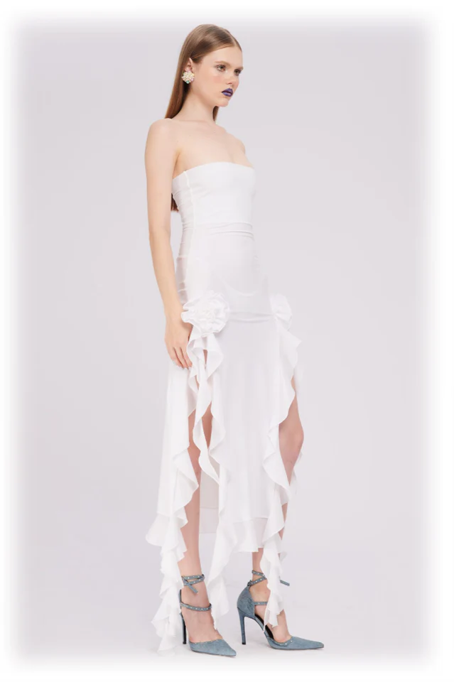 Irregular Tulle Bandeau Dress - Image 9