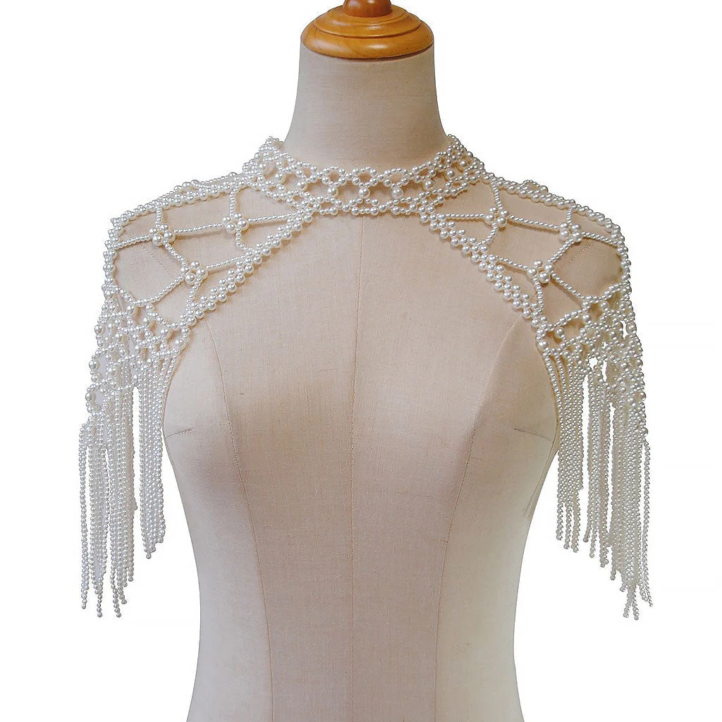 IT IS BAROQUE Macrame Fringe Imitation Pearl Choker Body Chain - Image 4