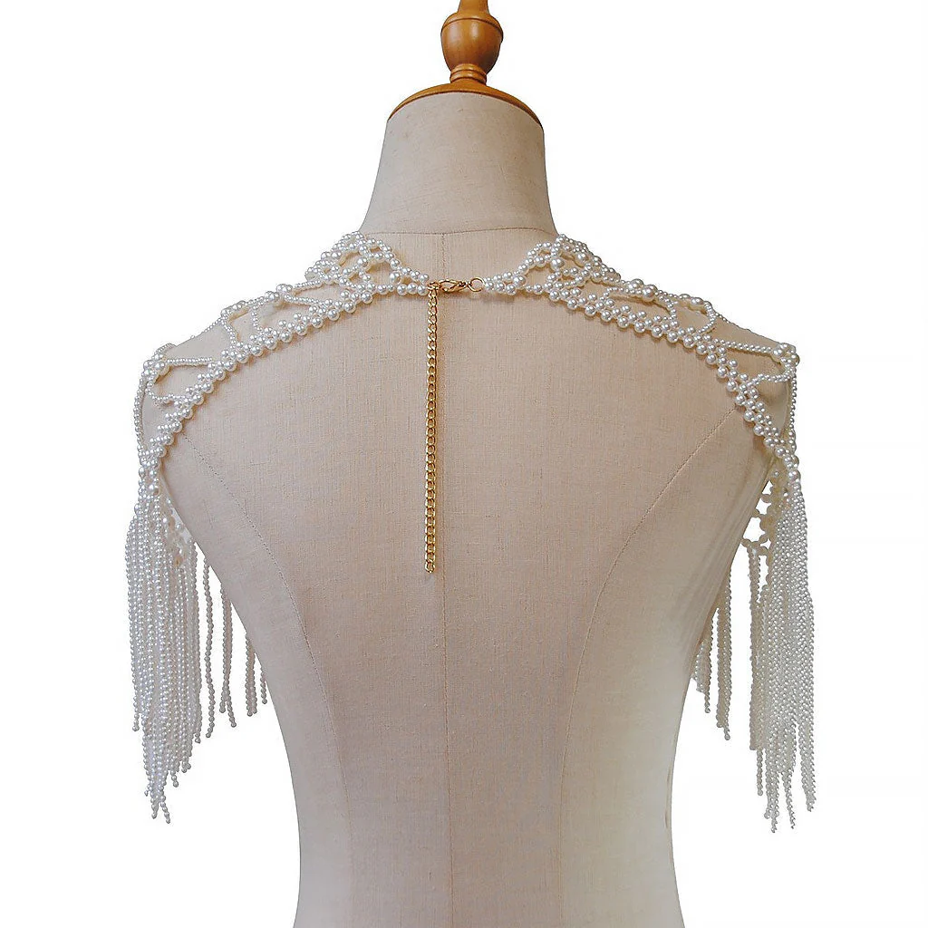 IT IS BAROQUE Macrame Fringe Imitation Pearl Choker Body Chain - Image 5