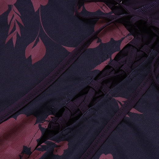 CHINATSU BURGUNDY Lace UP MAXI Dress - Image 11