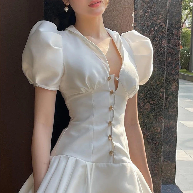 Ivory Ruffled Fishbone Dress - Image 2